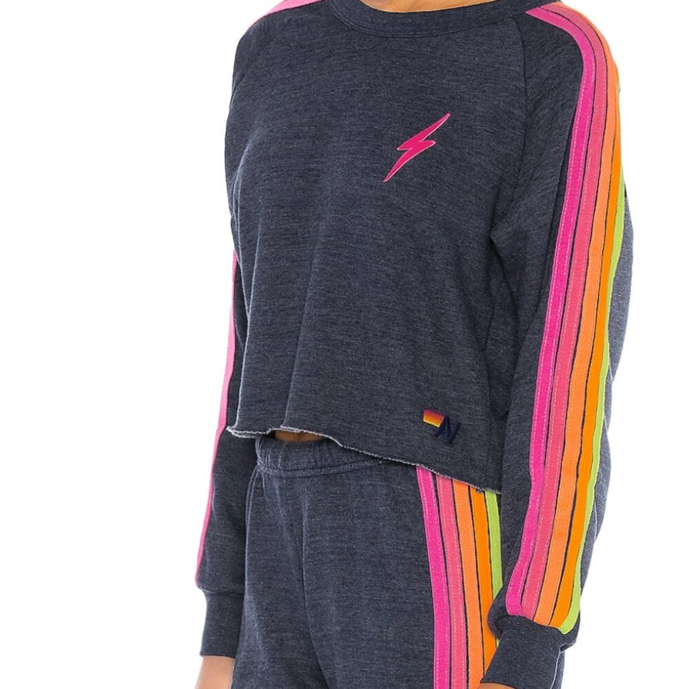 Aviator Nation Bolt Cropped Classic Crewneck
